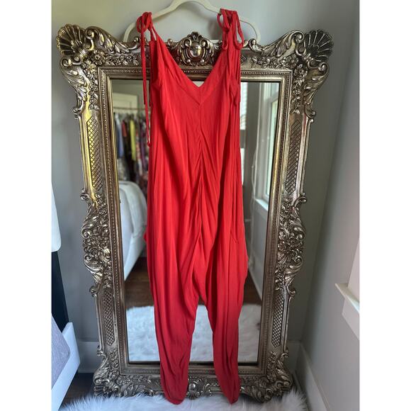 Free People Harem Wide Leg Coral Jumpsuit Small - Picture 1 of 3